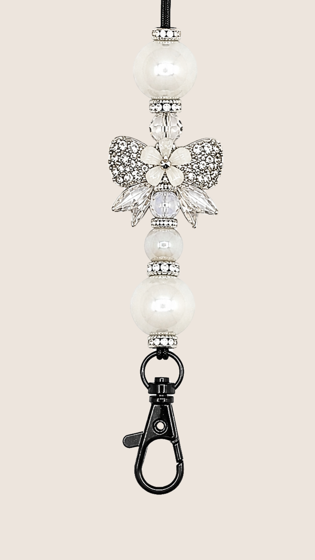 SILVER BOW WITH FLOWER FRESHIE HANGER