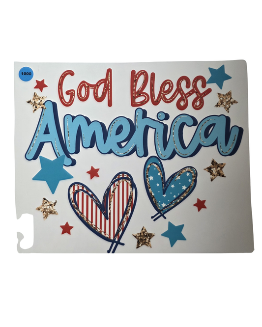 1000  GOD BLESS AMERICA SHIRT TRANSFER