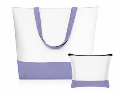 LAVENDER PURPLE TOTE BAG W/ COSMETIC BAG