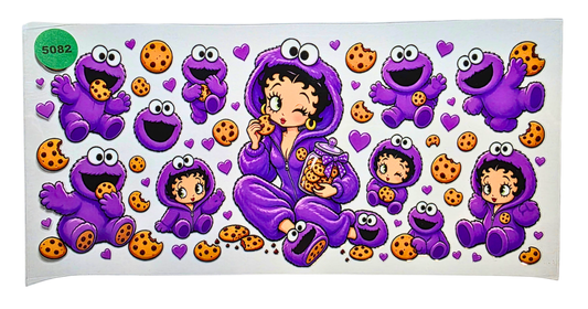 5082 PURPLE BETTY BOOP COOKIE MONSTER CUP DECAL