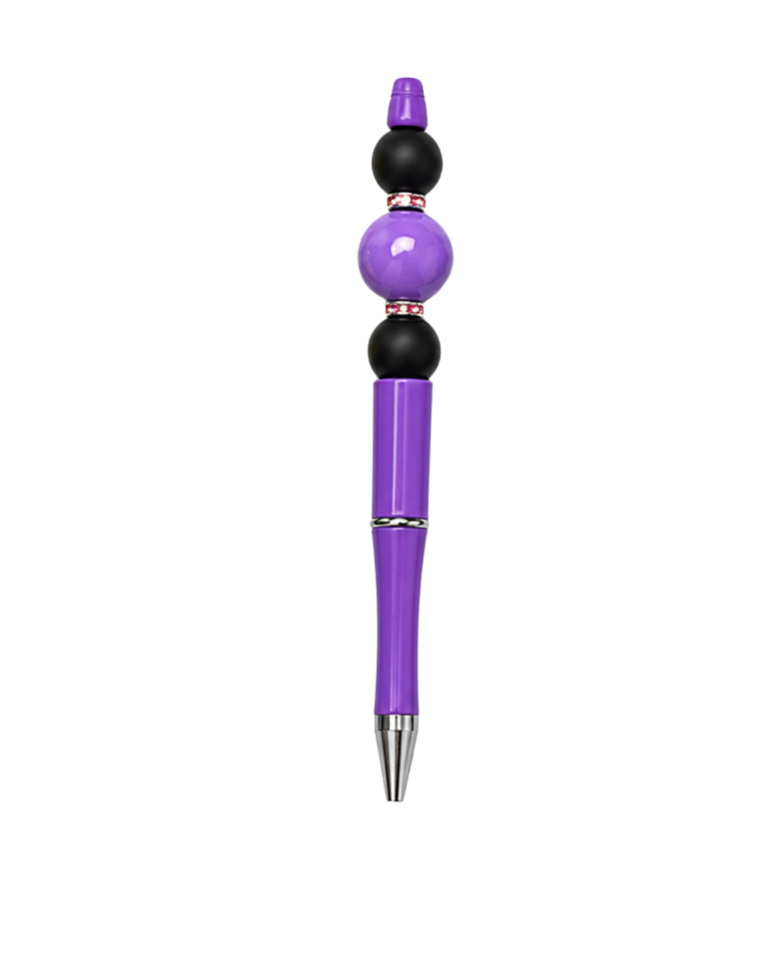 DARK PURPLE PEN WITH BLACK AND PURPLE BEADS