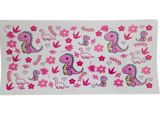 1244 PINK DINO & FLOWERS