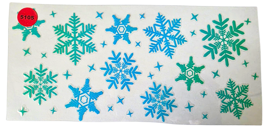 5105 BLUE AND GREEN SNOWFLAKES CUP DECAL