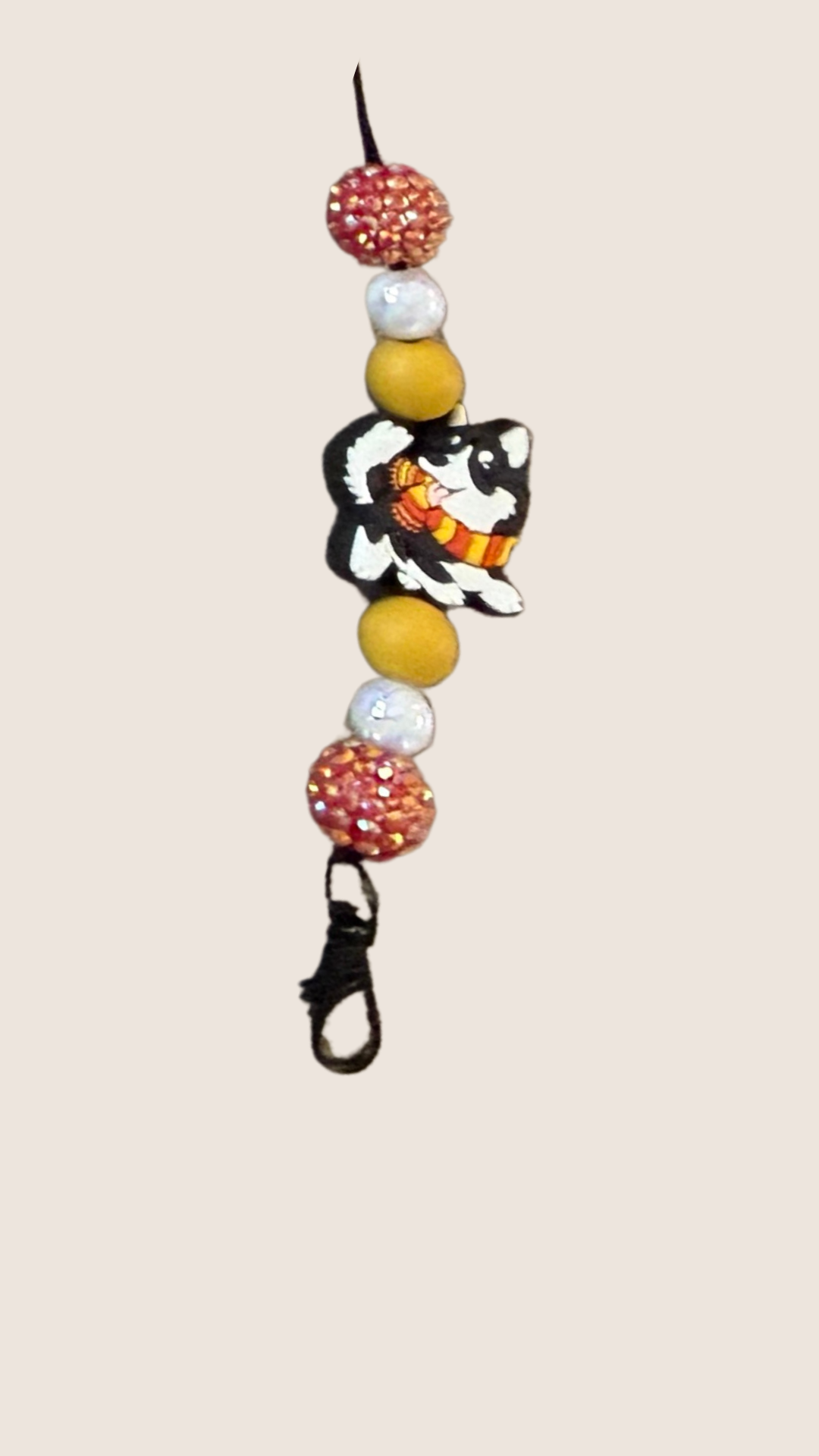 DOG FRESHIE HANGER WITH YELLOW BEADS