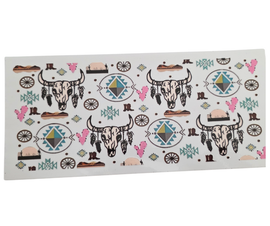1232 COW SKULL & AZTEC