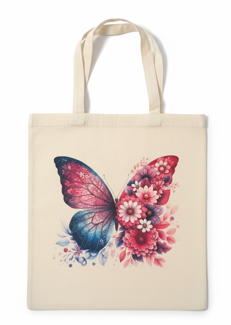 BUTTERFLT FLOWER TOTE BAG