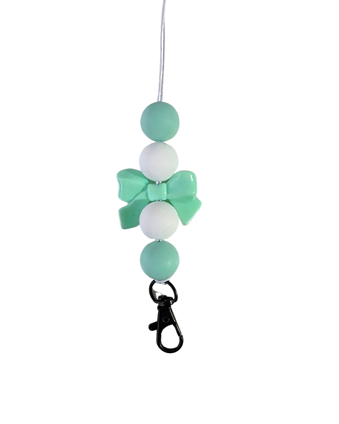 MINT BOW WITH MINT & WHITE BEADS FRESHIE HANGER