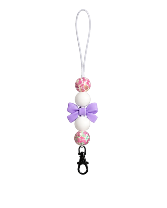 PURPLE BOW WITH FLORAL BEAD FRESHIE HANGER