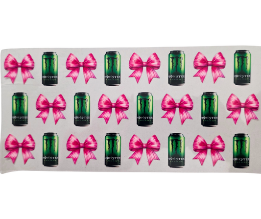 MONSTER ENERGY DRINK WITH PINK BOWS