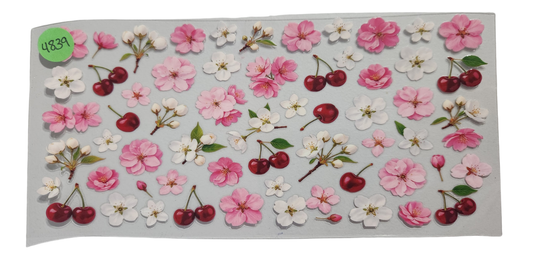 4839 CHERRY & FLOWER CUP DECAL