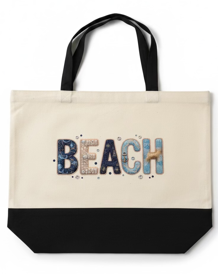 BEACH ZIPPERED TOTE BAG