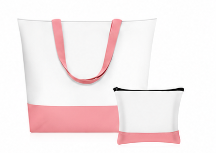 SOFT PINK TOTE BAG W/ COSMETIC BAG