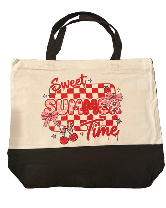 SWEET SUMMER TIME ZIPPERED TOTE BAG