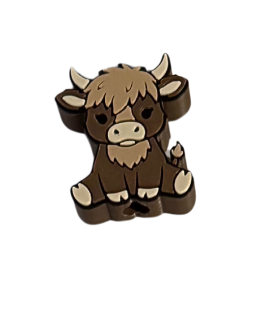 BROWN & TAN HIGHLAND COW STRAW TOPPER