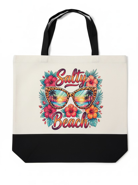 SALTY BEACH ZIPPERED TOTE BAG