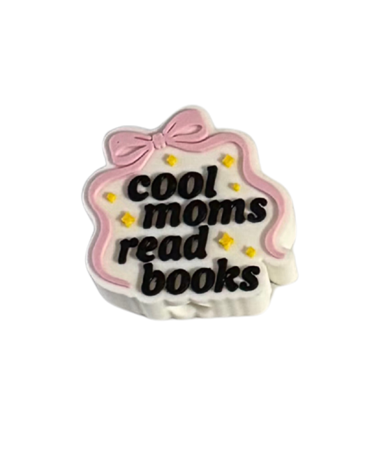 COOL MOMS READ BOOKS STRAW TOPPER