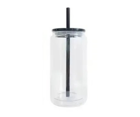 16oz BLACK STRAW & LID ( ACRYLIC)