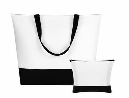 BLACK TOTE BAG W/ COSMETIC BAG
