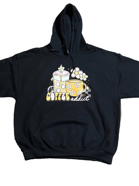 3XL COFFEE ADDICT BLACK HOODIE