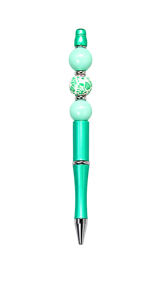 MINT PEN WITH MINT AND LEAF BEAD
