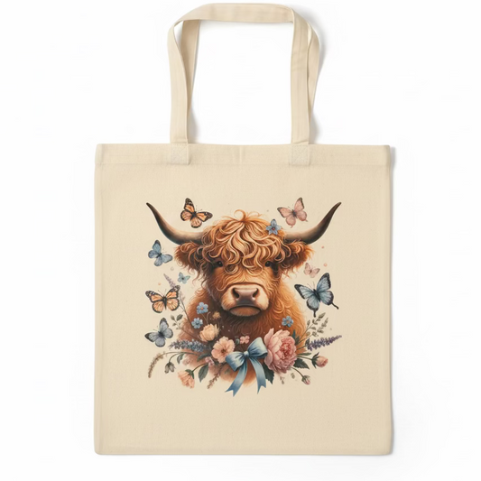 HIGHLAND COW BUTTERFLY TOTE BAG