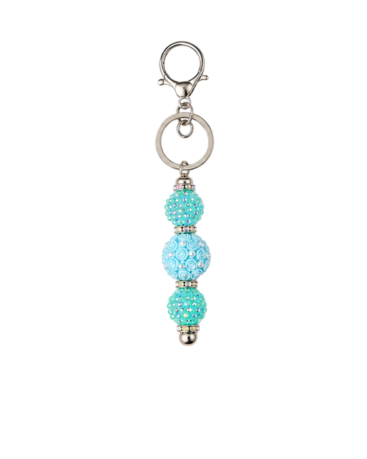 LIGHT BLUE FLORAL KEYCHAIN