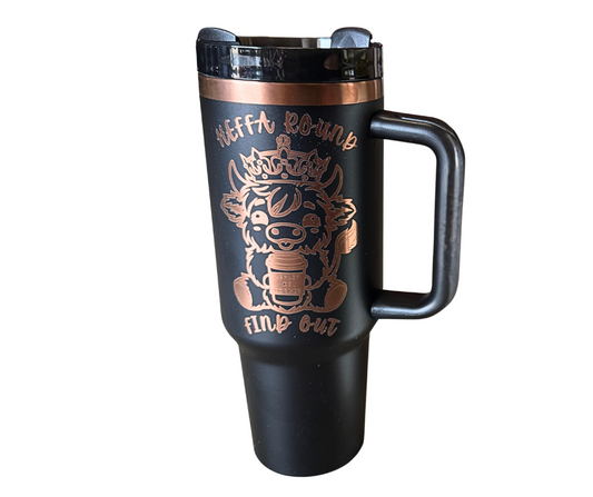 BLACK HEFFA CUP WITH GOLD ETCHING