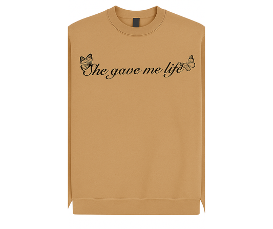 SHE GAVE ME LIFE (ADULT) TAN CREWNECK