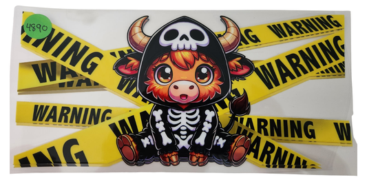 4890 SKELETON HIGHLAND COW CUP DECAL