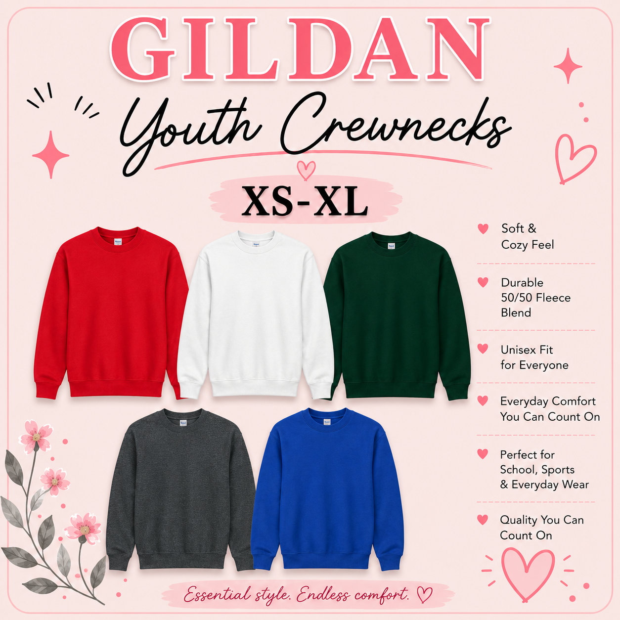 GILDAN YOUTH CREWNECK SW