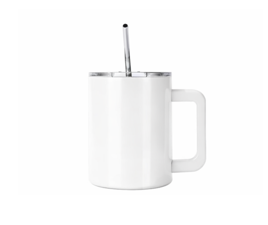 12oz WHITE STAINLESS STEEL MUG (DECAL ONLY)