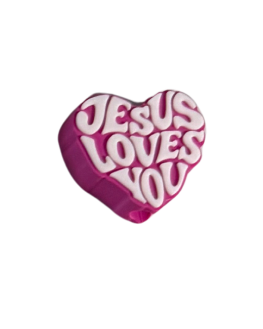 PINK JESUS LOVES YOU STRAW TOPPER