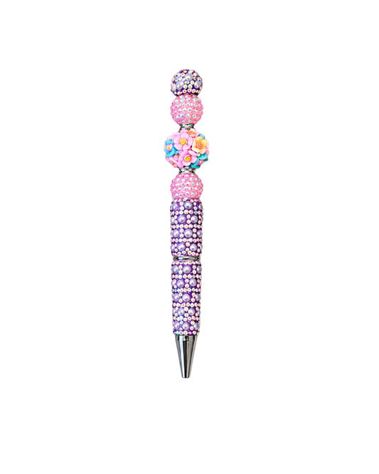RHINESTONE PEN WITH FLORAL BEAD