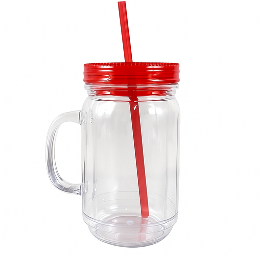 20oz MASON JAR RED