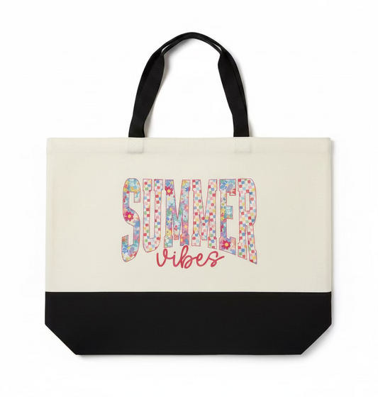 SUMMER VIBES ZIPPERED TOTE BAG