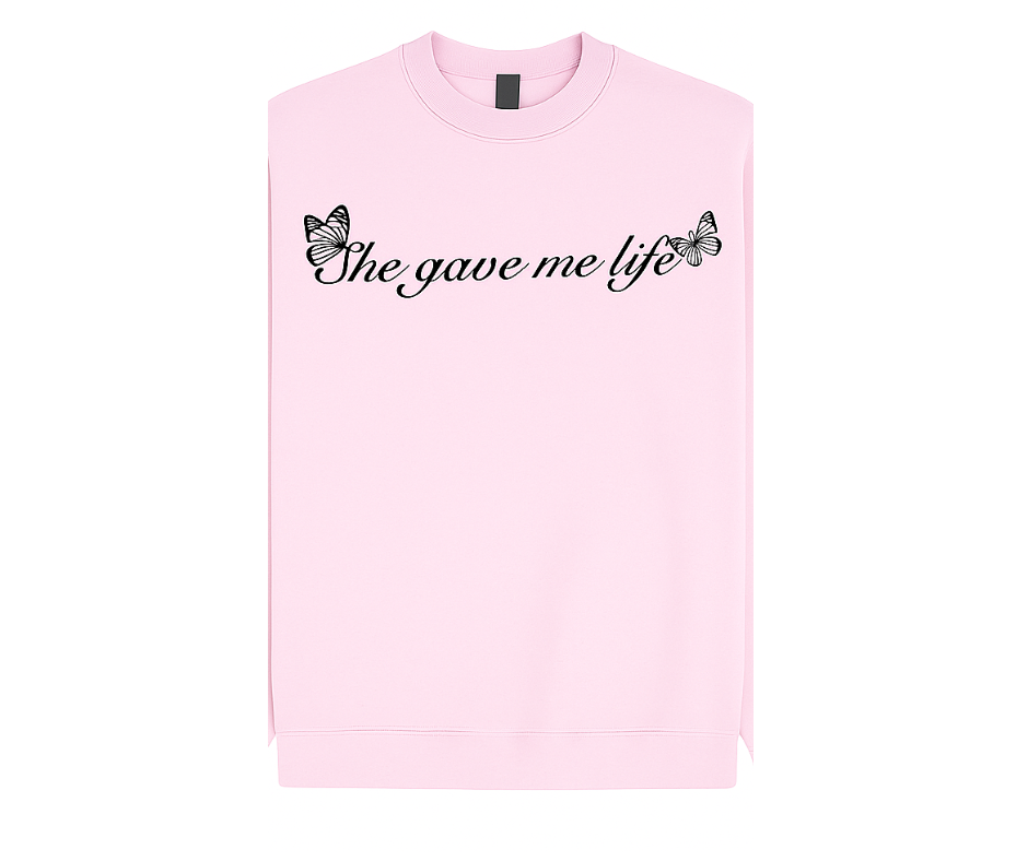 SHE GAVE ME LIFE (KIDS) LIGHT PINK CREWNECK