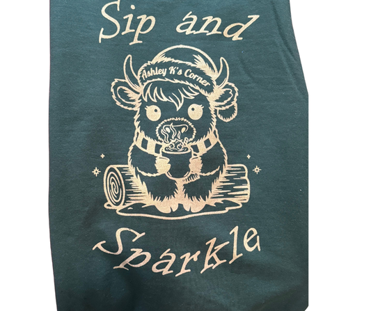 GREEN SIP & SPARKLE T-SHIRT