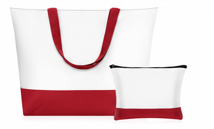 RED TOTE BAG W/ COSMETIC BAG