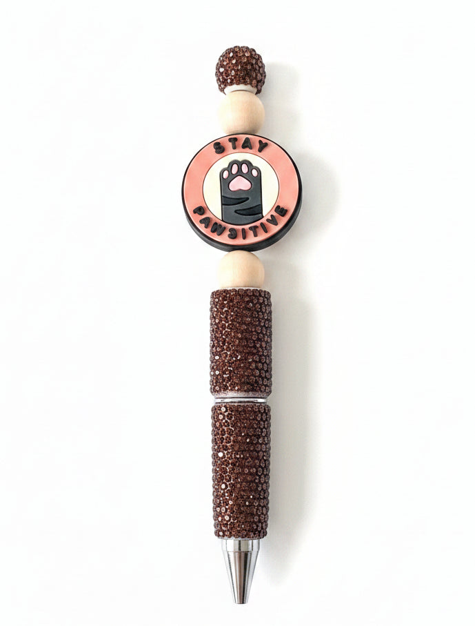STAY PAWSITIVE RHINESTONE PEN