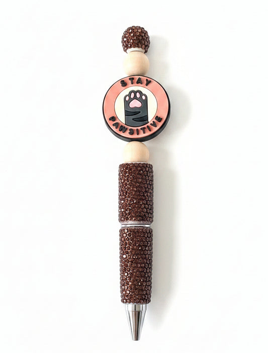 STAY PAWSITIVE RHINESTONE PEN