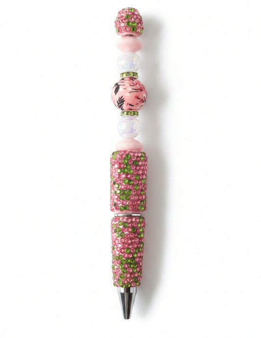 PINK & GREEN RHINESTONE PEN