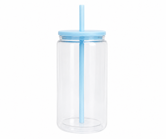 16oz LIGHT BLUE STRAW & LID (ACRYLIC)
