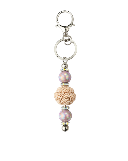 BROWN FLORAL KEYCHAIN