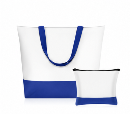 ROYAL BLUE TOTE BAG W/ COSMETIC BAG