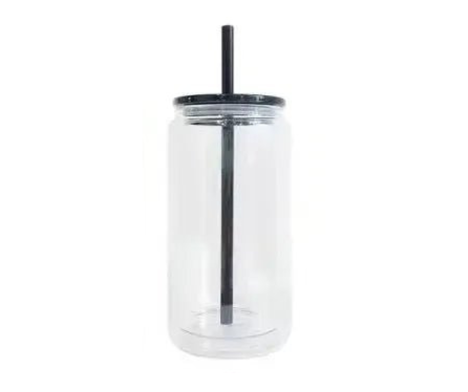 16oz BLACK STRAW & LID
