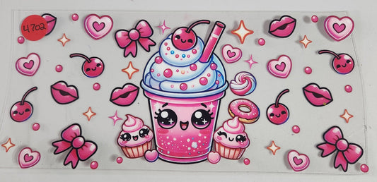 4702 PINK DRINK & CUPCAKE CUP DECAL