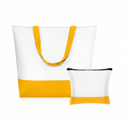 MUSTARD YELLOW TOTE BAG W/ COSMETIC BAG