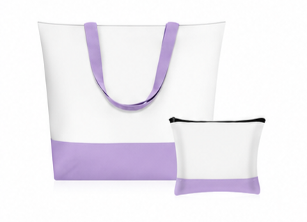 LIGHT PURPLE TOTE BAG W/ COSMETIC BAG