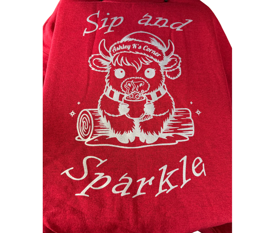 RED SIP & SPARKLE CREWNECK
