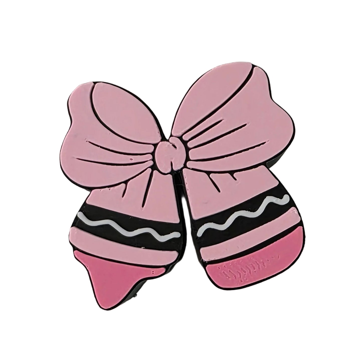 PINK CRAYON BOW STRAW TOPPER